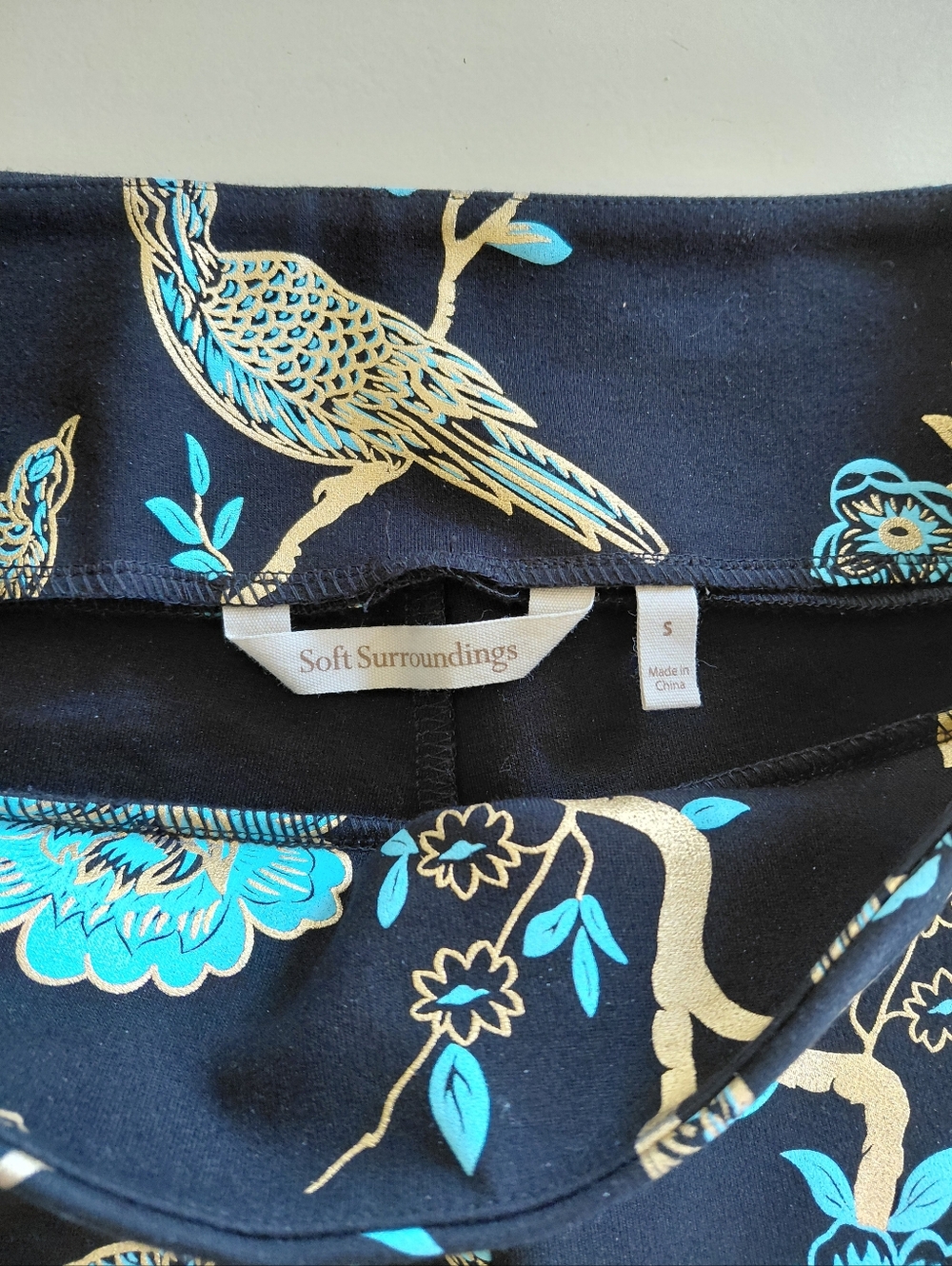 Soft Surroundings Chinoiserie Pants Women Small Pull On Black Blue Floral Party - Picture 5 of 6